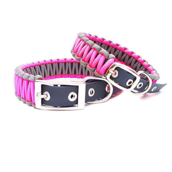 Halsband Neon Pink und Grau